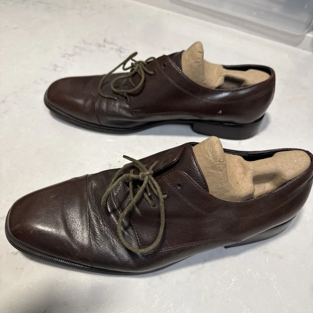 Giorgio Brutini Men's Brown Leather Lace Up Cap Toe Oxford Dress Shoes 11